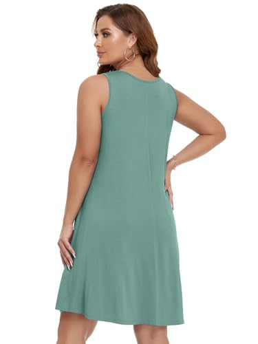 Image of BELAROI Summer Dresses for Women Beach Tshirt Sundress V Neck Casual Swing Tank Dress Swimsuit Cover Ups Pockets