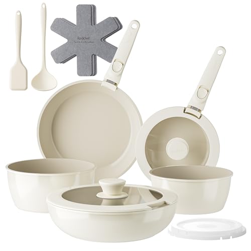 Redchef Pans and Pots Set Nonstick, Ceramic Cookware Set with Det...