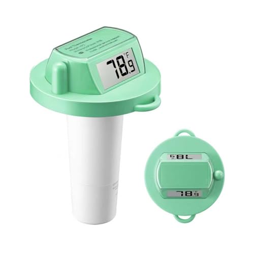 Image of Pool Thermometer Floating, Digital Swimming Pool Thermometer, IPX8 Waterproof with Double Sided Display for Pond, Hot Tub, Aquarium (Green, Battery Powered)