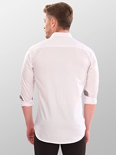 Image of LookMark Men's Cotton Blend Stitched Solid Full Sleeve Regular Fit Shirt