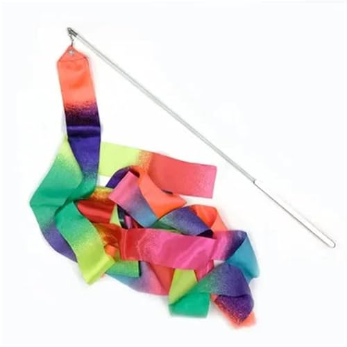 VIOLDHHJK Cintas de Gimnasia de 2/4 m de Colores, Material de Gimnasia rítmica, Cinta de Danza, Cinta de Ballet, Vara giratoria(White Handle,Ribbon 4m Pole 49cm)