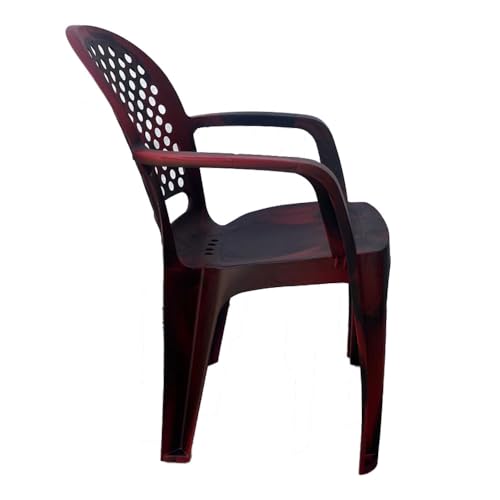 Image of Cello Crystal Armrest Plastic Chair with Matt Finish | Chairs for Home, Garden, Living Room Indoor and Outdoor Use (Colour: Rosewood, Set of 2)