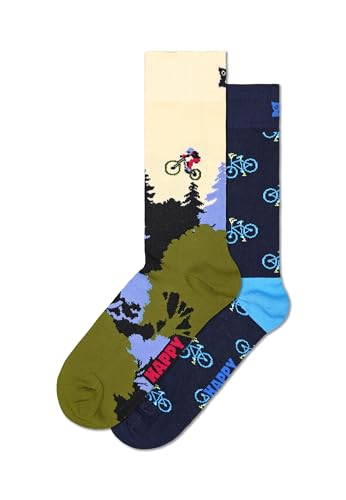 Happy Socks 2-Pack BIKE & MOUNTAIN BIKE SOCKS (DE/NL/SE/PL, Numerisch, 41, 46, Regular, Regular, MEHRFARBIG)