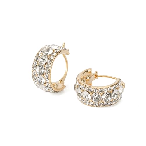 Hoop Earrings for Women 14K Gold Plated Cubic Zirconia Earrings,Delicate Huggie Hoop Earrings,Simple Lightweight Hoops Gift for Women