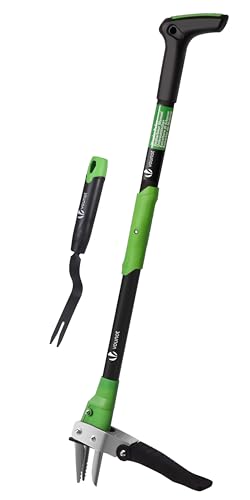 VOUNOT® Extractor de Malezas Jardín con Desmalezador Manual Herramienta Deshierbe Manual Mango Largo Garras Acero Inoxidable Pedal Resistente Removedor Malas Hierbas Desmalezado Efectivo Longitud