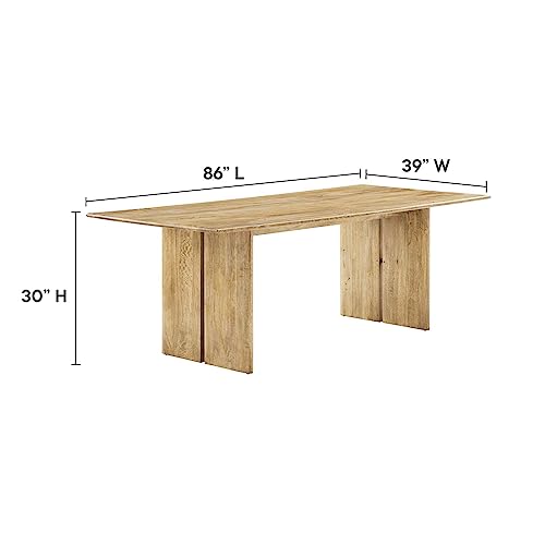 Image of Modway Amistad 86 inch Solid Wood Modern Farmhouse Rectangular Dining Table in Oak