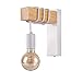 Moderno E27 Lampada da Parete in Metallo e Legno Illuminazione da parete Design Moderno Lampadina E27 Lampada Moderno Illuminazione da Parete per Interni, Soggiorno, Camera da Letto (Bianco)