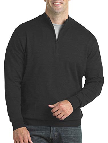 Harbor Bay by DXL Big and Tall Quarter-Zip Mock Sweater, Carbon Heather, 2XL