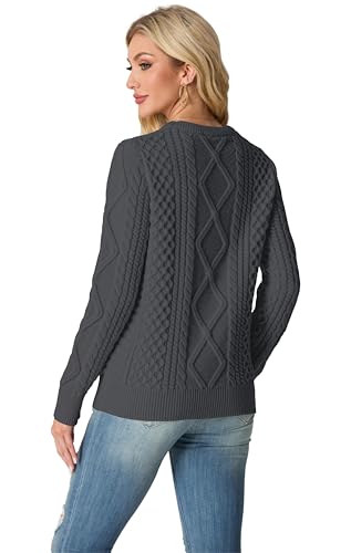 Image of GRECERELLE 2026 Womens Fall Winter Long Sleeve Casual Pullover Sweater Tops | Crewneck, Cable Knit, Chunky, Vintage Style, Anti-static(XS-2XL)