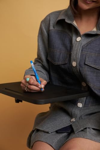 Image of Polo Ergonomic Office Chair with Writing Board | Breathable All-Net Mesh | Adjustable Desk & Study Chair for Office & Home | Foldable Training Chair with Wheels Black