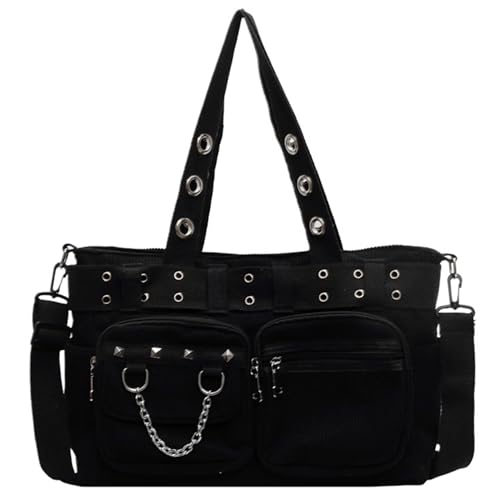 Sac à main gothique avec bandoulière et multi-poches pour femme