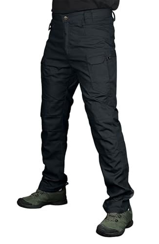 Wirltte Men Work Trousers Safety Combat Hiking Tactical Pants with Multi Pockets Black M