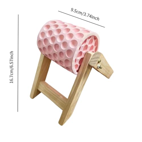 Alimentador rotatorio para aves con tambor de madera interactivo estilo A 4