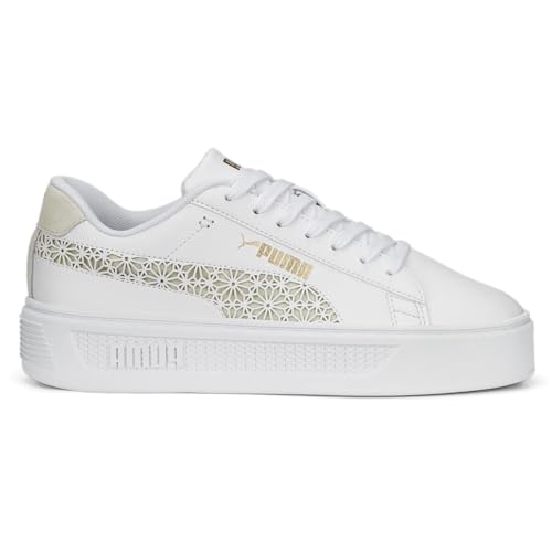 PUMA Womens Smash V3 Laser Cut Platform Sneakers Shoes Casual - White