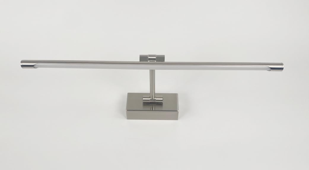LED-Wandleuchte zur Beleuchtung von Bildern, Spiegeln, Wandgemälden, traditionell und elegant, 8 W, warmer Lichtton 3000 K, mattes Nickel, gelenkig und verstellbar. 48cm