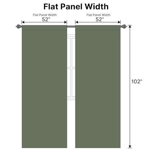 Image of H.VERSAILTEX Back Tab Dark Green Curtains 102 Inch Long for Living Room, Rod Pocket Room Darkening Thermal Insulated Blackout Curtains, 52 x 102 Inch, Bronze Green, 2 Panels