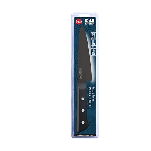 Image of KAI Hocho Japanese Premium Petty Kitchen /Vegetable Knife, 4.8 Inch Blade, Gold, Stainless Steel (Black)