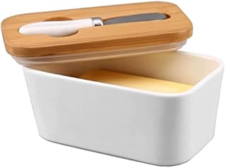 Xabono Butter Dish With Lid Porcelain Butter Container For Counter - Butter Dish With Lid And Knife White Butter Dish With Lid Ceramic - Preserve the Freshness Butter Dishes