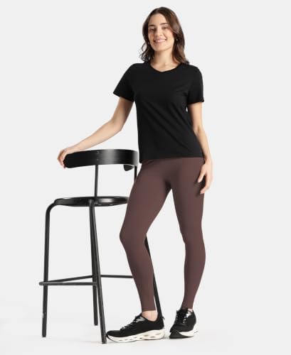 Image of Jockey AW87 Women Super Combed Cotton Elastane Stretch Leggings with Ultrasoft Waistband