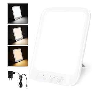 AOGOE Daglichtlamp, simulatie van daglicht, 16000 lux lichtsterkte met 10 helderheidsniveaus, 3 kleurtemperaturen en 6 timers, uv-vrije touch-controle, zonnelamp met geheugenfunctie