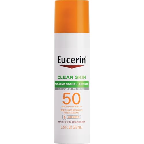 Eucerin Sun Clear Skin Face Sunscreen Lotion SPF 50 for Acne Prone and Oily Skin, Lightweight...