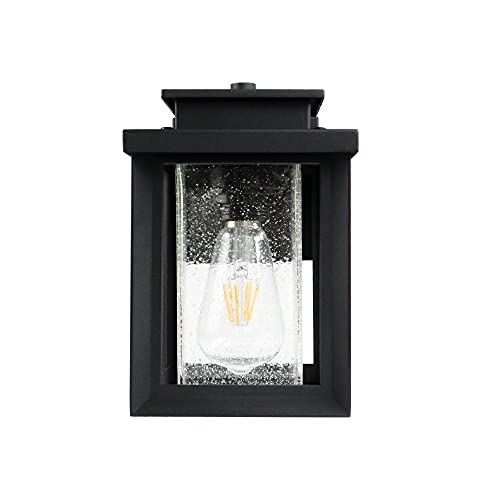 Image of MONKFISH Modern Outdoor Wall Sconce Light - Waterproof Black Fixture with Bubble Glass Shade, Weather Resistant E26 Wall Light for Porch, Garden, Garage & Entryway, 1-Pack