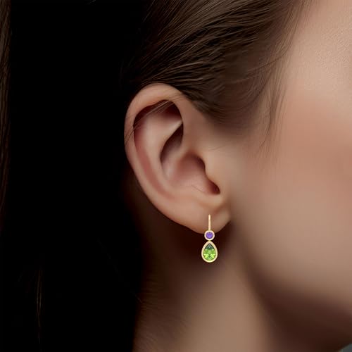 Drop Earrings in 14K Gold Plated Sterling Silver With Natural Gemstone | Teardrop Dangle Earrings2