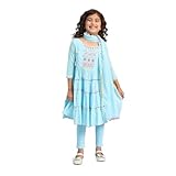 BIBA Girls Cotton Solid Fitted Kid Suit Set(Kw5263_Blue_10-11 Y)
