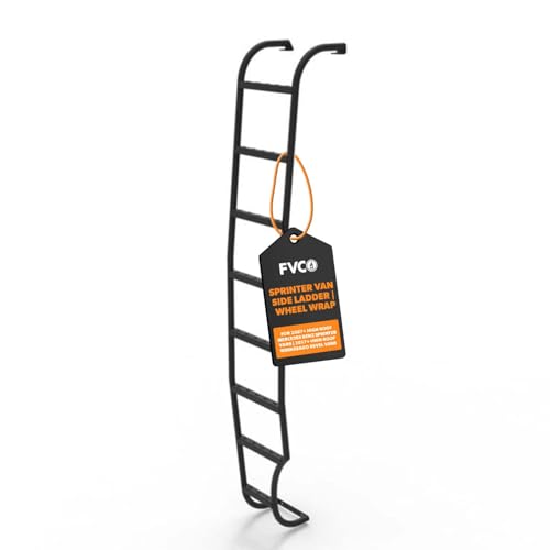 Image of FVC Wheel Wrap Side Ladder for Mercedes-Benz Sprinter & Winnebago Revel | 17 lb Aluminum Ladder with Traction Steps