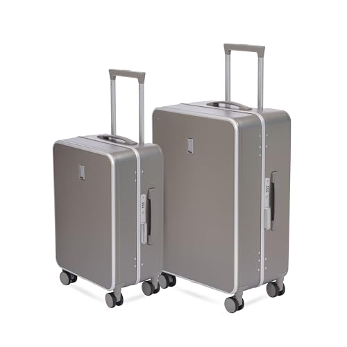 Image of SWISS MILITARY Black Gold Collection Hard PC Cabin & Check-in Luggage Trolley Set of 2 (55cm Small & 65cm Medium) Suitcase with TSA Lock, 360 Wheels, Ideal for International Travel (44L,70L) Gold