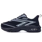 W WINBET Wide Toe Box Walking Shoes for Men with Arch Support Orthotic Sneakers for Plantar Fasciitis Athletic Cushioning Men's Running Shoes for Foot Pain Relief, US Size 11 Blackgray
