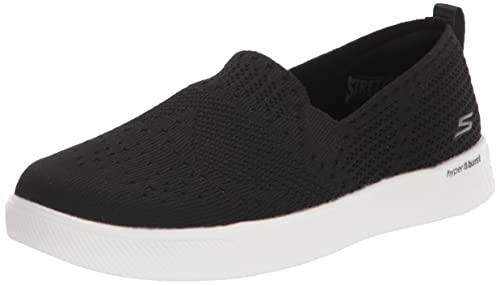 Skechers mens Hyper Vulc - Knit Slip on Sneaker, Black/White, 7.5 US