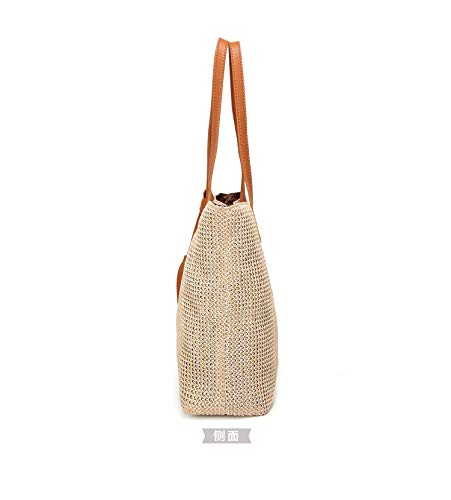 Strohtaschen Damen,Korbtaschen Damen Tasche Weibliche Tasche Mode Strand Gras Paket Einfache Umhängetasche(Red)