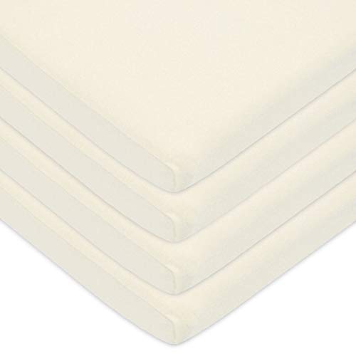 Image of American Baby Company 15 inch x 33 inch Fitted Bassinet Sheet, 100% Natural Cotton Jersey Knit, Ecru, Soft Breathable, for Boys and Girls, Pack of 4
