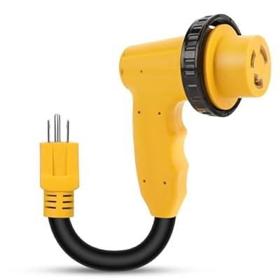 Kooprimit RV 30 Amp to 110 Adapter with Locking Connector, 30 Amp to 15 Amp RV Adapter, NEMA 5-15P to NEMA L5-30R Electrical Power Adapter with Upgraded Grip Handle, ETL Listed, 3-Year Warranty