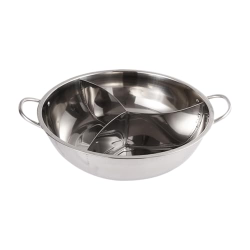 Gralara Pentola per zuppa in acciaio inossidabile con 3 scomparti, pentola multiuso per la casa, 38 Cm