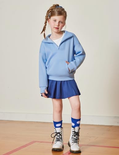 Image of Arshiner Girls Half Zip Sweatshirt Fleece Quarter Zip Pullover Sweatshirts | Fall Fashion Clothes for Teen Girls with Thumb Hole for 5-16 Years