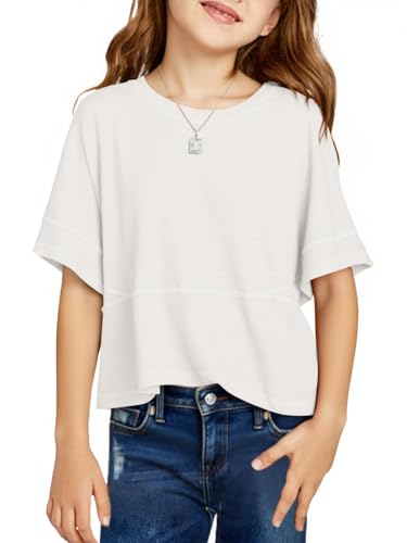 Girls Half Sleeve T Shirts Kids Summer Crewneck Loose Casual Tops Tees 5-14 Years