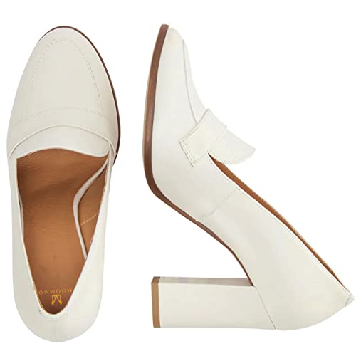 Image of MOOMMO Women Chunky Block Heel Pumps Round Closed Toe Slip On Oxford Loafers Shoes High Heels Snakeskin Work Pump Suede Loafer for Office Ladies Classic Formal Business Professional 4-13 M US
