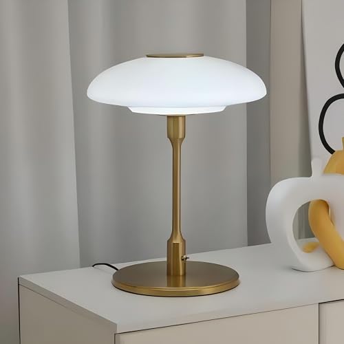 Lámpara de mesa moderna de metal y vidrio, 12.6 x 16.5 pulgadas