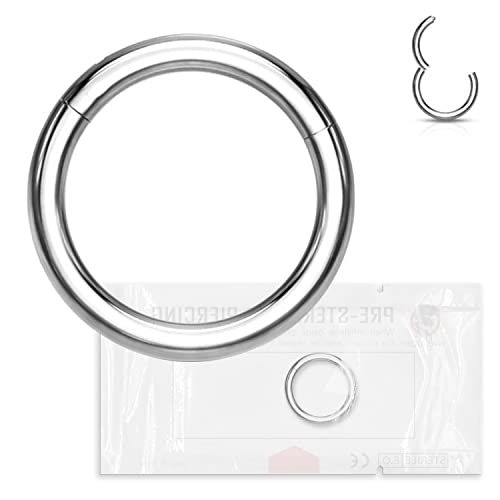 SPESSORE 1.2 MM WARRIOR STERILE Piercing ad Anello 16G Clicker Segment Ring in Acciaio Chirurgico per Orecchio Setto Naso Narice PYS-026 (diametro 10 mm, spessore 1.2 mm)