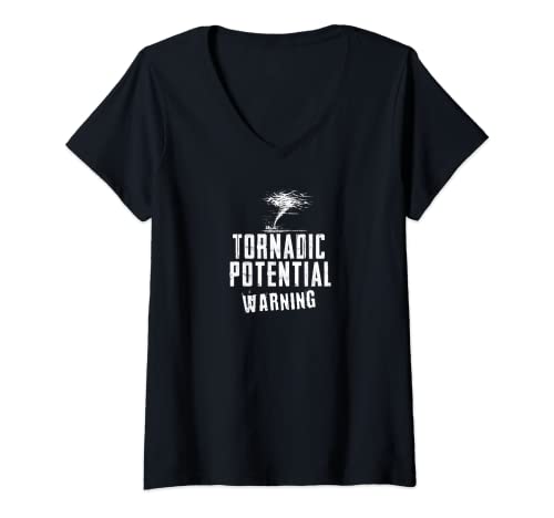 Femme Tornado Thunderstorm Rain Sleet Colonne rotative Air Kansas T-Shirt avec Col en V
