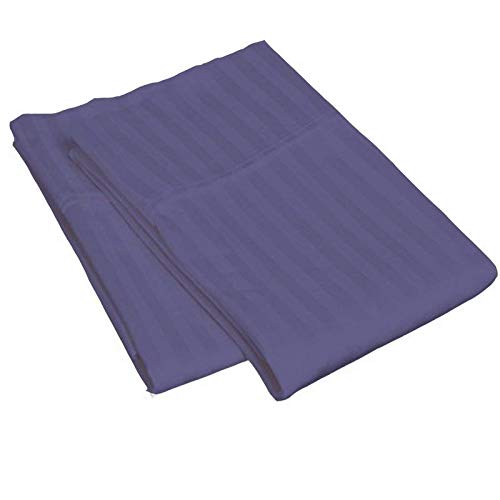Image of Cotton Luxurious Striped 2 Piece Sateen Pillow Cover Set, Normal Size, 16 inch x 24 inch- Dark Blue