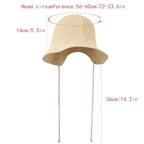 Sombrero de paja tejido con ala ancha para sol miniatura 6