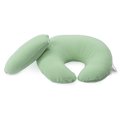 Dr. Mama's Organics Almohada de lactancia con soporte lumbar, diseño ergonómico que ayuda a aliviar el dolor de espalda y la fatiga del brazo, para lactancia materna y biberón, funda extraíble de