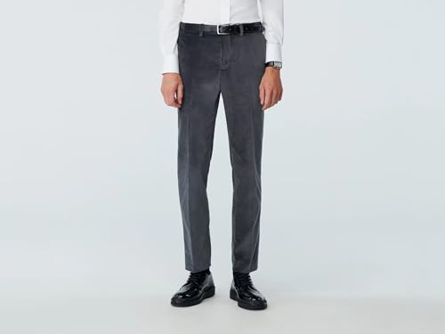 Men's Velvet Dress Pants Classic Fit Adjustable Waist Flat Front Suit Pants for Men Business2