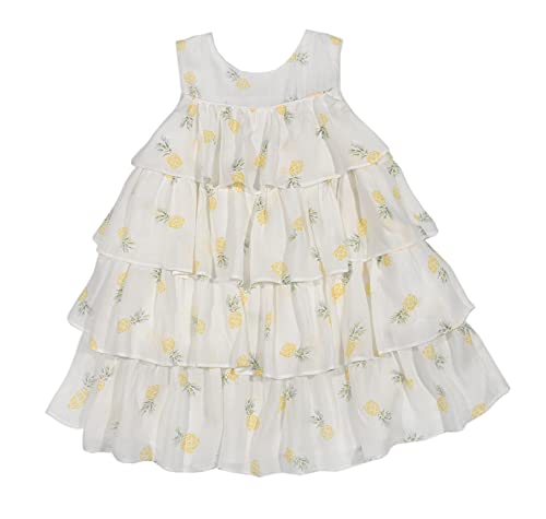 PHLONA Yellow Stripe Linen Angel-Sleeve Dress - Infant, Toddler & Girls (12 Months)