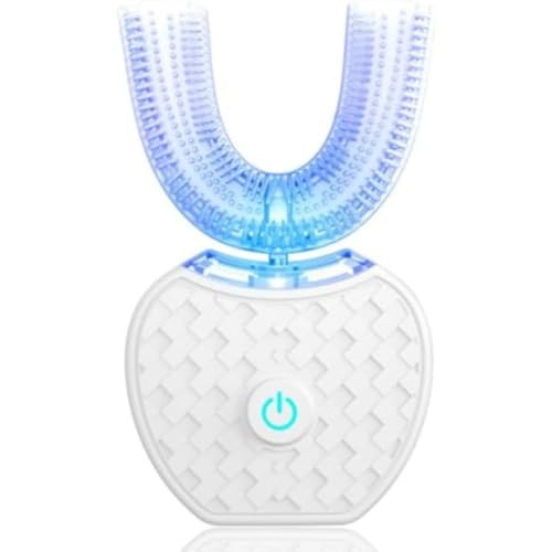 Kwueiit 電動音波歯ブラシ/超音波歯ブラシU字型/U 字型/大人の歯のホワイトニングブラシ/大人用ハブラシ/口腔清浄器/マグネット充電式/自動洗浄/360度磁気回転/磁気充電式 (ホワイト)