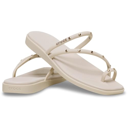 Image of Crocs Women's Miami Toe Loop Sandals | Square Toe Flat | Flexible Straps | Croslite Foam Footbed