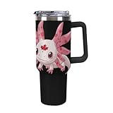 Taza de viaje con la bandera de los amantes del ajolote canadiense, vaso de 40 onzas, botella de agua, taza de café, taza de té, taza de coche, para mujeres y hombres, estilo negro